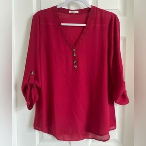 Maurices Deep Red V-Neck Blouse
